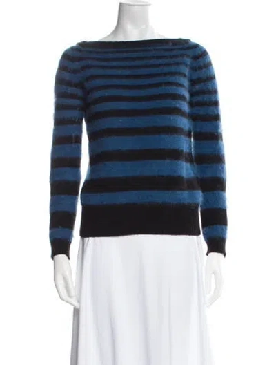 Pre-owned Alexander Mcqueen Angora Striped Sweater In Blue