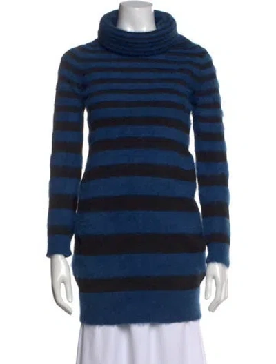 Pre-owned Alexander Mcqueen Angora Striped Sweater In Blue