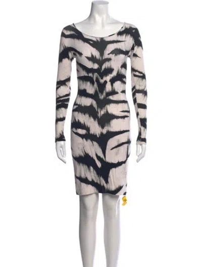 Pre-owned Alexander Mcqueen Animal Print Mini Dress In Neutral