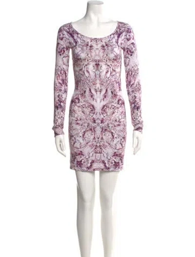 Pre-owned Alexander Mcqueen Animal Print Mini Dress In Purple