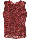 Alexander Mcqueen Leopard Printed Sleeveless Top In Red