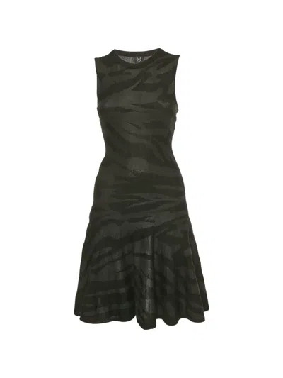 Pre-owned Alexander Mcqueen Animal-print Mini Dress In Black
