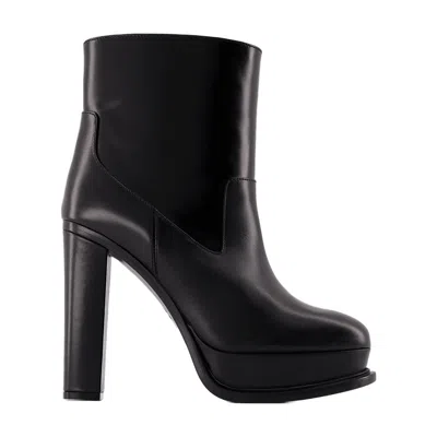 Alexander Mcqueen 10 Cm Heel Ankle Boots Smooth Lambskin In Black