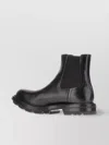 Alexander Mcqueen Ankle Leather Boots Lug Sole In Black