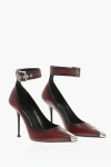 ALEXANDER MCQUEEN ANKLE STRAP LEATHER PUMPS WITH STILETTO HEEL 11CM
