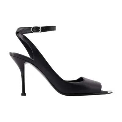 Alexander Mcqueen Ankle-strap Leather Heel Sandal In Black