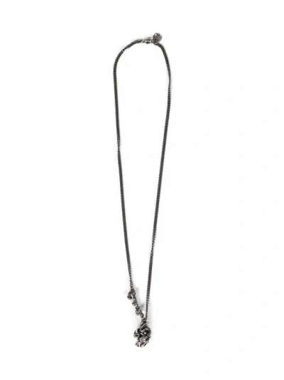 Alexander Mcqueen Antique Silver-toned Brass Chain Necklace In Red