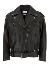 Alexander Mcqueen Oversized Antiqued Leather Biker Jacket In Multicolor