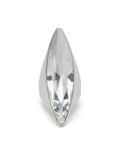 Alexander Mcqueen Antiqued Silver Jewelled Pointed Ring
