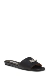 Alexander Mcqueen T-bar Leather Flat Sandals In Black/silver