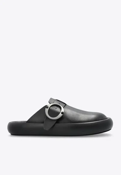 ALEXANDER MCQUEEN ARC LEATHER CLOG SLIDES