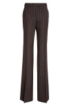 Alexander Mcqueen Tailored Pinstriped Wool Pants In Black - Burgundy