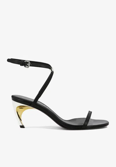 Alexander Mcqueen Armadillo 65 Metal Bar Sandals In Black