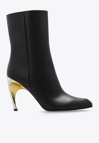 Alexander Mcqueen Black Armadillo 95 Leather Ankle Boots