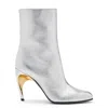 Alexander Mcqueen Women Laminated Leather Ankle Boots In Silver