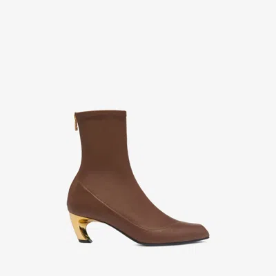Alexander Mcqueen Armadillo Ankle Boot In Walnut/gold