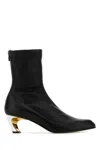 Alexander Mcqueen Leather Booties With Statement Heel 6cm In Black