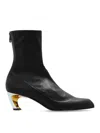 Alexander Mcqueen Armadillo Leather Boots In Silver
