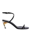 Alexander Mcqueen Armadillo Leather Metallic-heel Sandals In Black