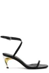 Alexander Mcqueen Armadillo Leather Metallic-heel Sandals In Black/silver/gold