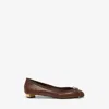 Alexander Mcqueen Round Head Ballet Shoes In Walnut/gold
