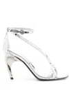 Alexander Mcqueen Silver-tone Leather Twisted Armadillo Sandals In Metallic