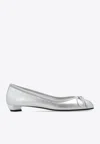 Alexander Mcqueen Armadillo Leather Ballerina Shoes In Silver