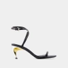 Alexander Mcqueen Armadillo Leather Metallic-heel Sandals In Black