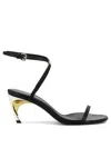 Alexander Mcqueen Armadillo Leather Metallic-heel Sandals In Black