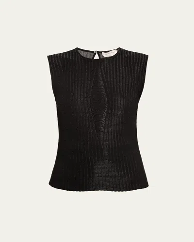 Alexander Mcqueen Armour Stitch Knit Top In Nero Nero