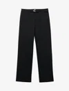 Alexander Mcqueen Belted Straight Leg Cotton Trousers In Black