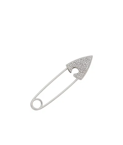 Alexander Mcqueen Jewelled Arrow Safety Pin Brooch In Palladium