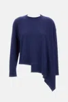 Alexander Mcqueen Asymmetric Hem Cashmere-wool Sweater In Blue