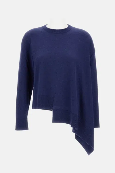 Alexander Mcqueen Asymmet Crew Neck Jumper In Blue