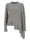 Alexander Mcqueen Asymmetrical Crew Neck Sweater In Gray