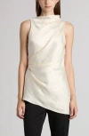 Alexander Mcqueen Mcqueen Asymmetric Crinkled Satin Top In Oyster