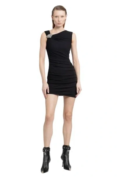 Alexander Mcqueen Asymmetric Crystal Knot Cocktail Dress In Schwarz