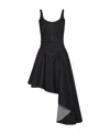 Alexander Mcqueen Asymmetric Midi Denim Corset Dress In Blue