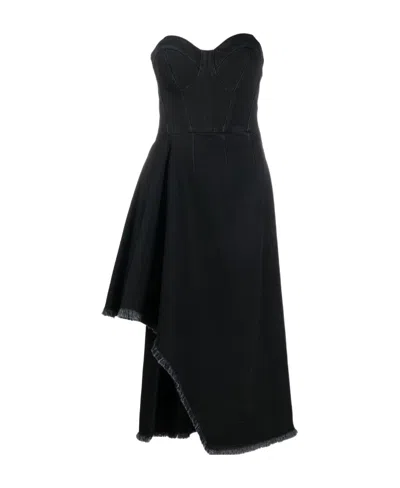 ALEXANDER MCQUEEN ASYMMETRIC DENIM DRESS