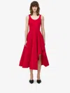 Alexander Mcqueen Asymmetric Drape Dress In Lust Red