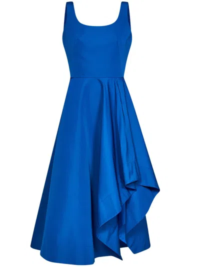 Alexander Mcqueen Asymmetric Draped Dress In Blue