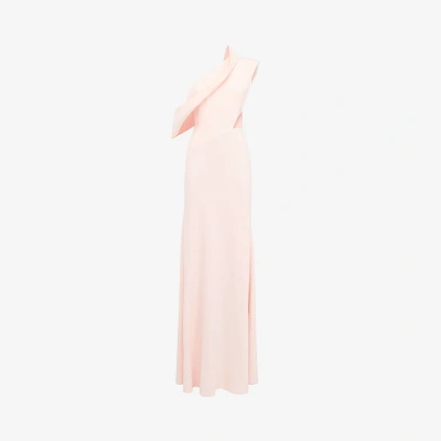 Alexander Mcqueen Asymmetric Draped Evening Dress In Venus Pink
