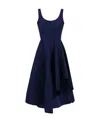 Alexander Mcqueen Asymmetric Draped Midi Dress In Blue