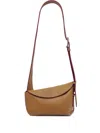 Alexander Mcqueen Mcqueen T-bar Sling Asymmetric Leather Crossbody Bag In Pecan/silver