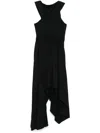Alexander Mcqueen Gathered Asymmetric Cotton Jersey Midi Dress In Black