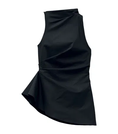 Alexander Mcqueen Stretch Cotton Twill Top In Black