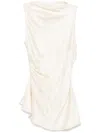 Alexander Mcqueen Asymmetric Satin Top In White