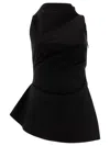 Alexander Mcqueen Asymmetric Gathered Top In Nero