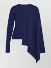 Alexander Mcqueen Asymmetric Hem Long Sleeve Knitwear Top In Blue