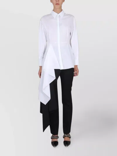 Alexander Mcqueen Asymmetric Hemline Collar Cuff Sleeves In White